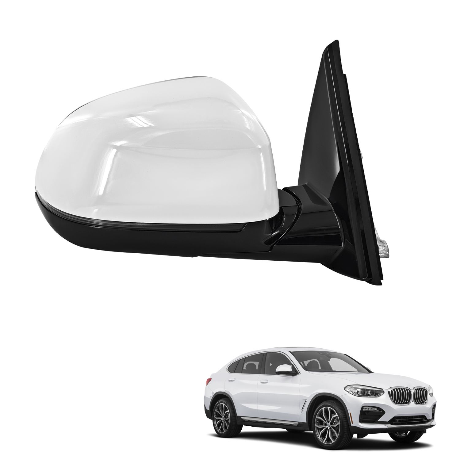 Right Side Mirror fits for 2019-2022 BMW X4 Support Power Folding Glass Adjustment Power Heated with Turn Signal Light Support BSM with Memory