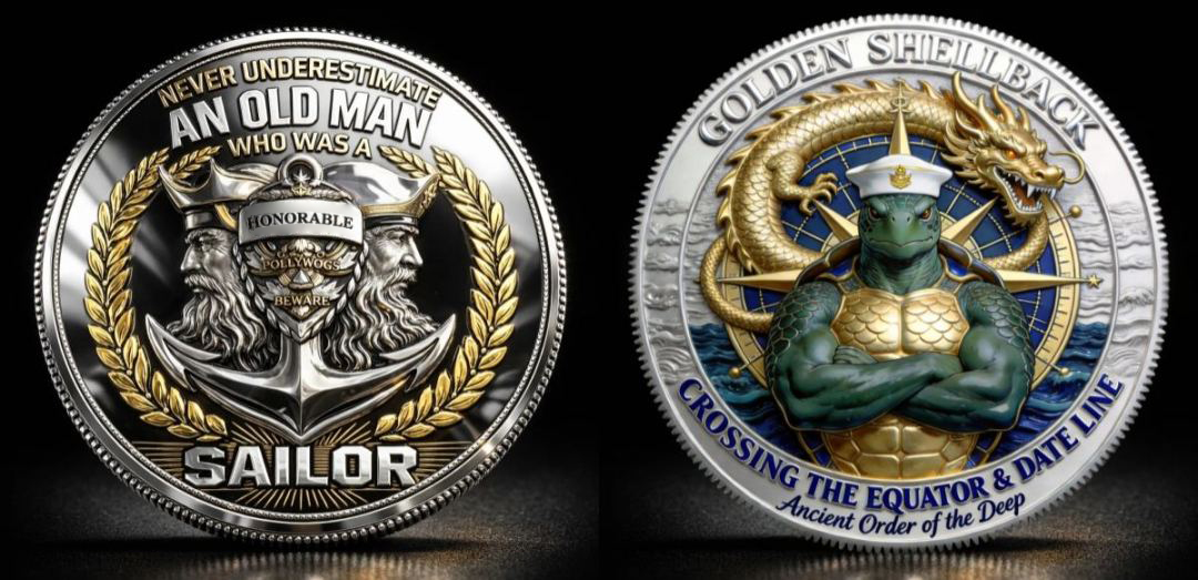 ⚓U.S. Navy “Shellback” & “Golden Shellback”Challenge Coin