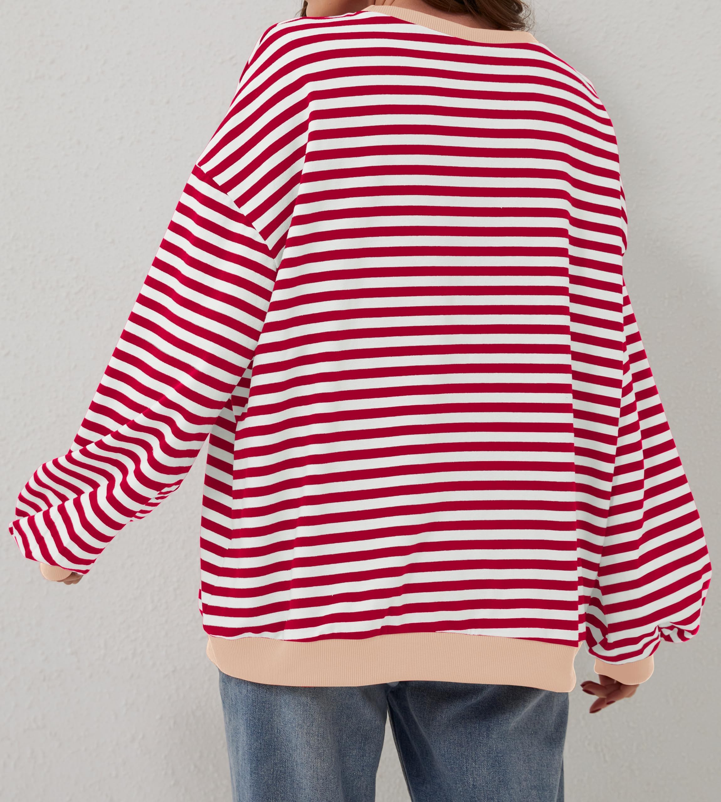 Striped Color Block Oversized Sweatshirt (Buy 2 Free Shipping)