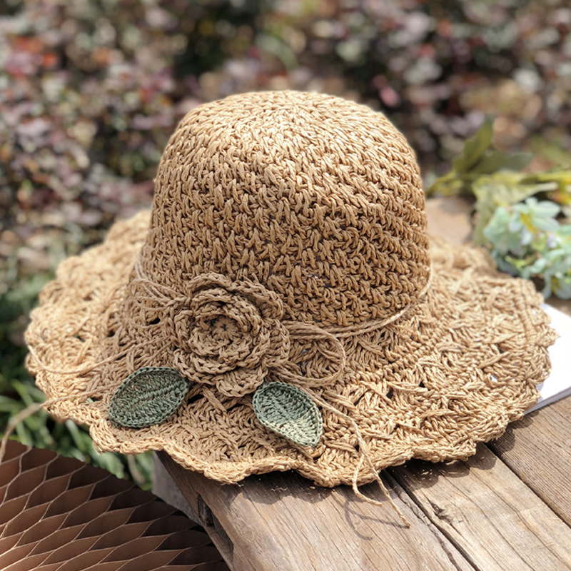 👒Elegant Crochet Straw Hat with Ruffle Detail - Perfect for Summer Travel and Beach Days🏖️