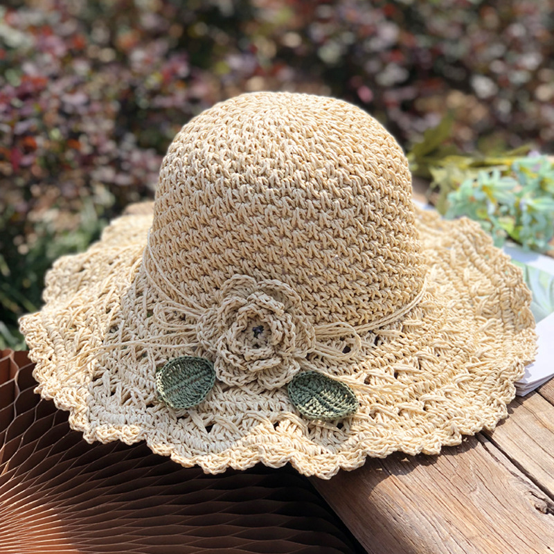 👒Elegant Crochet Straw Hat with Ruffle Detail - Perfect for Summer Travel and Beach Days🏖️