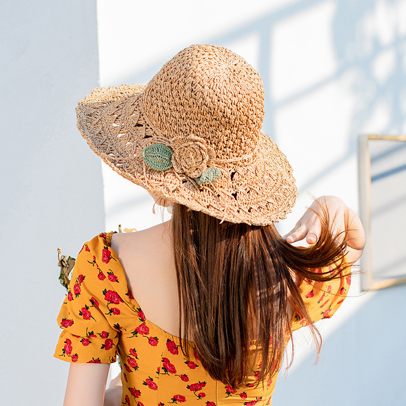 👒Elegant Crochet Straw Hat with Ruffle Detail - Perfect for Summer Travel and Beach Days🏖️