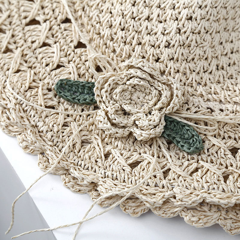 👒Elegant Crochet Straw Hat with Ruffle Detail - Perfect for Summer Travel and Beach Days🏖️