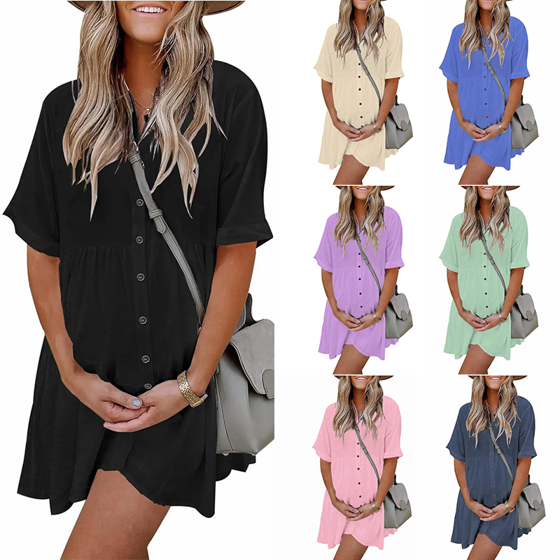Women's Short Sleeve Button Down Dresses with Pockets✨Buy 2 Free Shipping