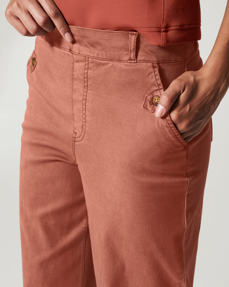 Stretch Twill Cropped Wide Leg Pant -Pink Laura
