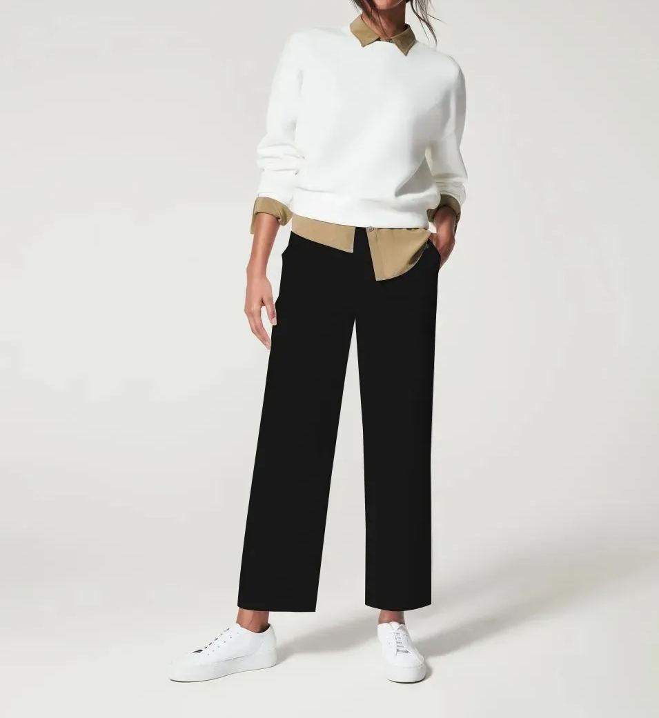 Stretch Twill Cropped Wide Leg Pant -Pink Laura