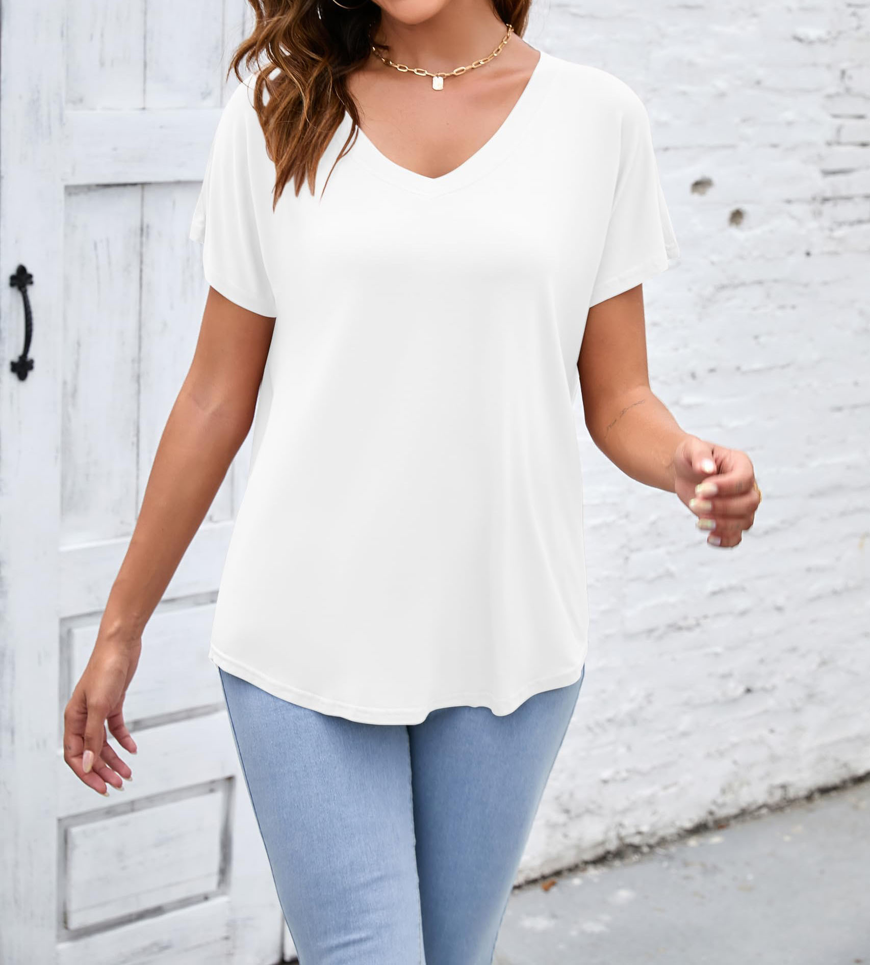 V Neck Women's Basic Casual Tee（Buy 3 Free Shipping）