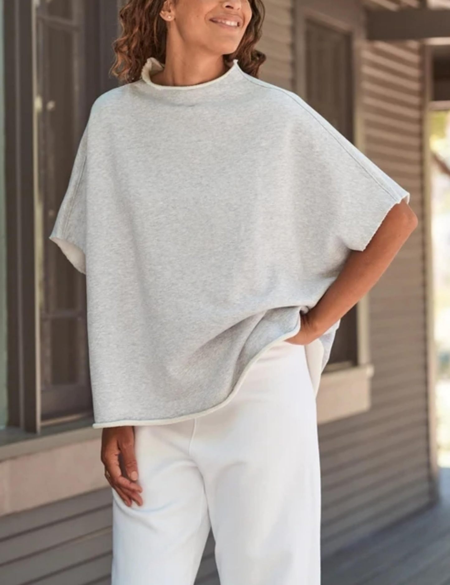 Women's Funnel Neck 3/4 Batwing Sleeve Pullover(Buy 3 Free Shipping)