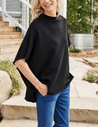 Women's Funnel Neck 3/4 Batwing Sleeve Pullover(Buy 3 Free Shipping)