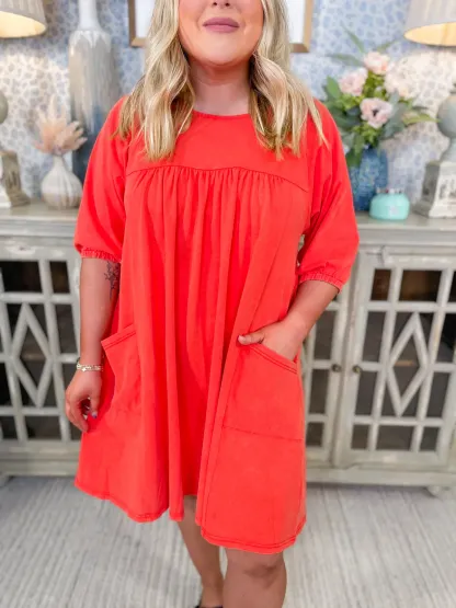 Washed flowy casual dress with large pockets(BUY 2 FREE SHIPPING)