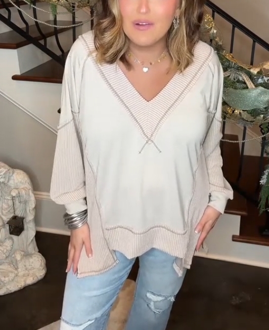 Women's V-Neck Loose Long Sleeve Top (Buy 2 Free Shipping)