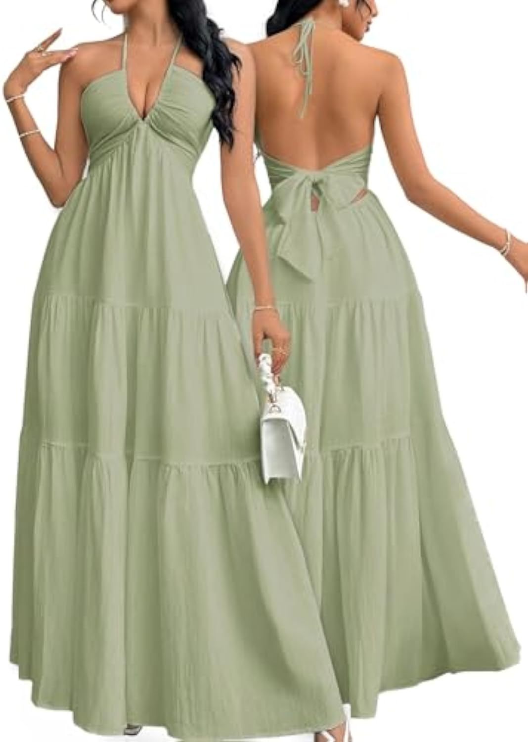 Women's Maxi Summer Dresses Halter V Neck Beach Dresses