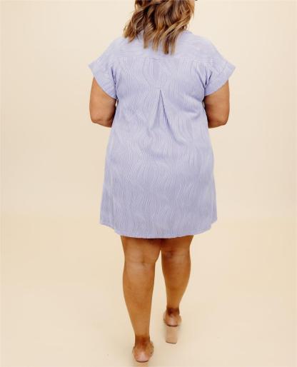 Textured Small V Neck Pocket Dress (Buy 2 Free Shipping)