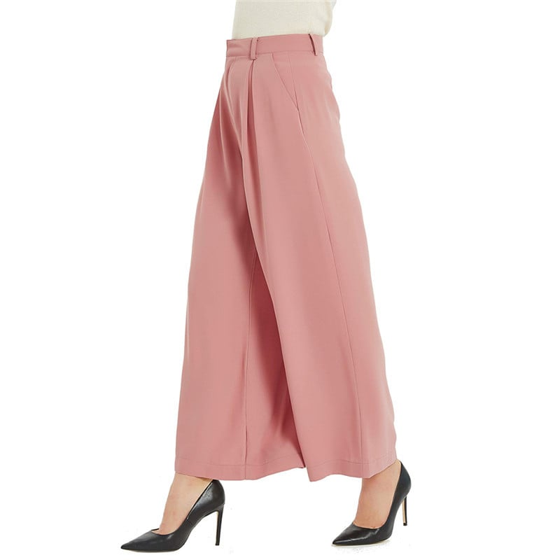 Women Wide Leg High Waist Pants-Pink Laura