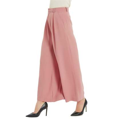 Women Wide Leg High Waist Pants-Pink Laura
