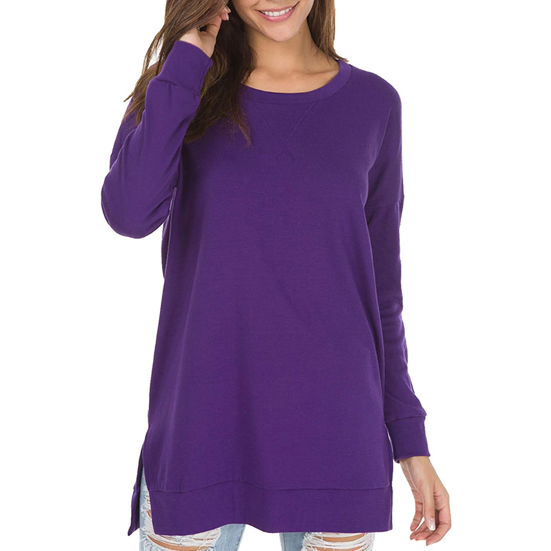 Women's long sleeve side slit loose top(Buy 3 Free Shipping)