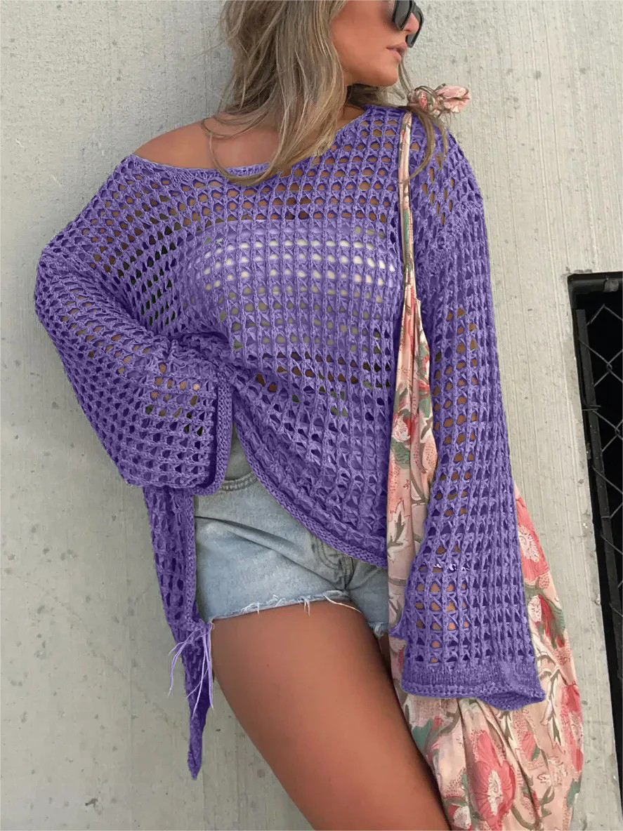 Women's Crochet Hollow Out Cover Up (Buy 2 Free Shipping)-Pink Laura