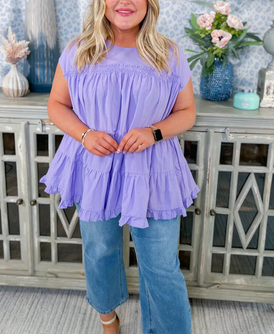 Crew Neck Layered Pleated Babydoll Top（Buy 2 Free Shipping）