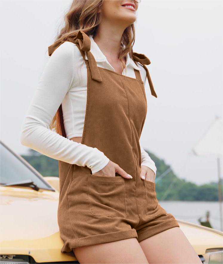 Women's Corduroy Lace-Up Jumpsuit