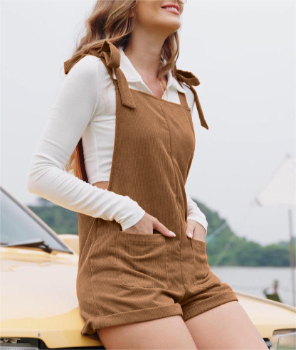 Women's Corduroy Lace-Up Jumpsuit