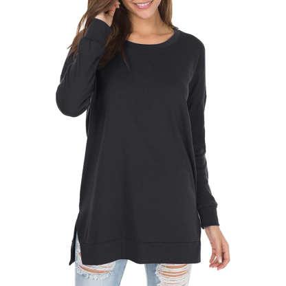 Women's long sleeve side slit loose top(Buy 3 Free Shipping)