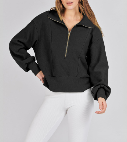 Women's Half Zip Cropped Sweatshirt(Buy 2 Free Shipping)