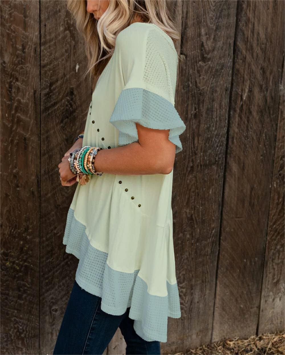 Women's V-Neck Rivet Short-Sleeved Top(Buy 2 Free Shipping)