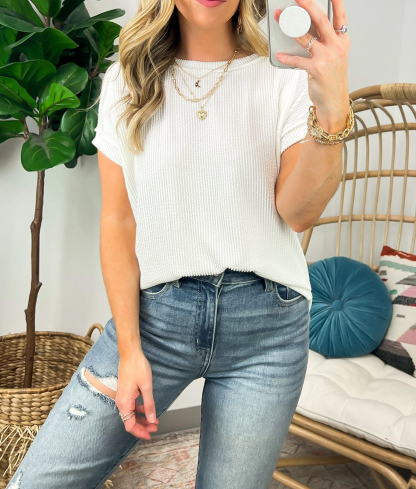Ribbed Knit Off-The-Shoulder Top(Buy 2 Free Shipping)