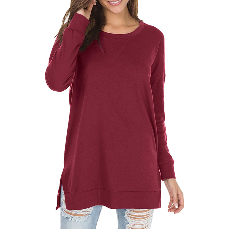 Women's long sleeve side slit loose top(Buy 3 Free Shipping)