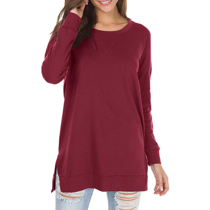 Women's long sleeve side slit loose top(Buy 3 Free Shipping)