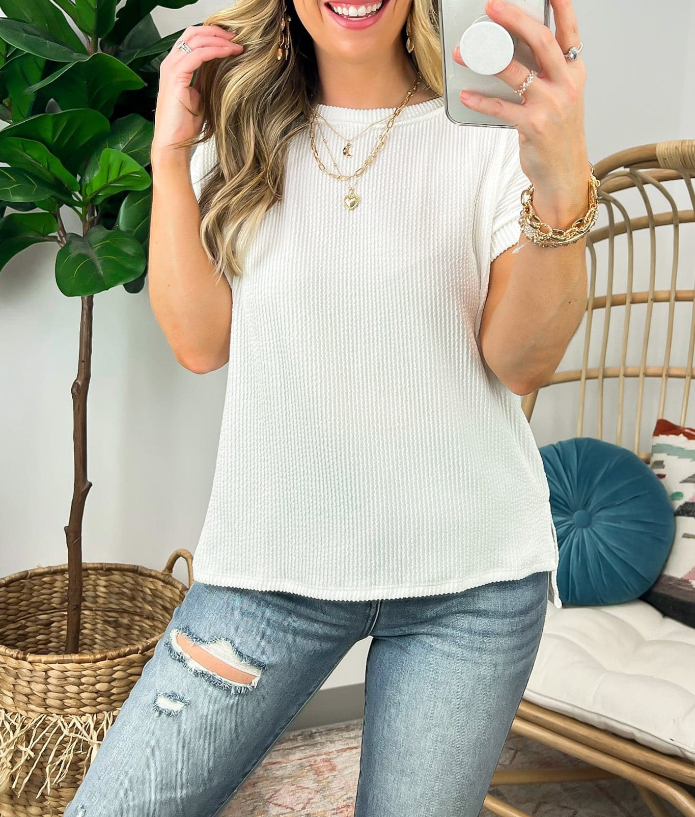 Ribbed Knit Off-The-Shoulder Top(Buy 2 Free Shipping)
