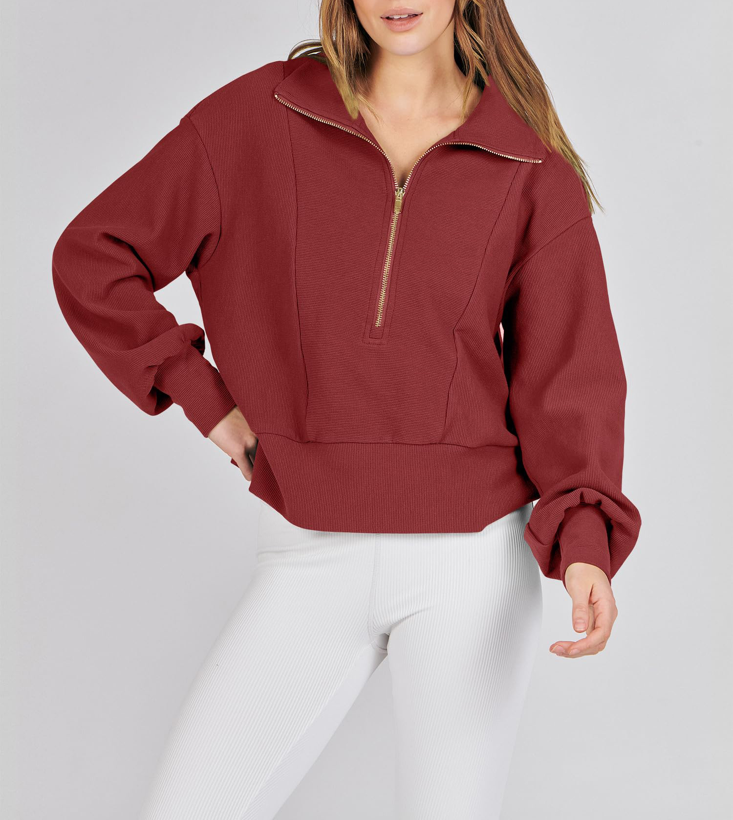 Women's Half Zip Cropped Sweatshirt(Buy 2 Free Shipping)