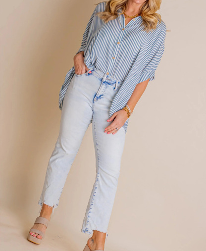 2024 New Oversized Striped Loose Button-down Shirt(Buy 2 10% OFF)