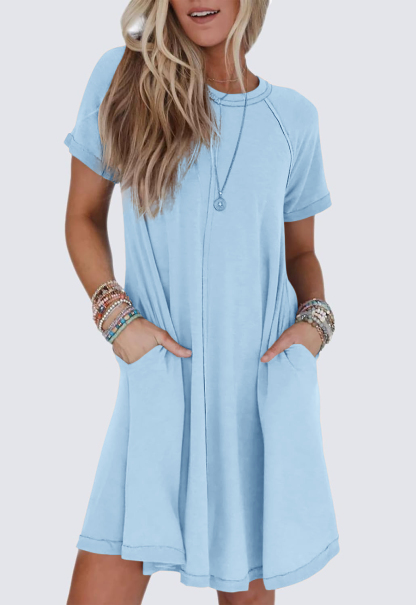 Women's Short Sleeve Swing Dress With Pockets（Buy 2 Free Shipping）