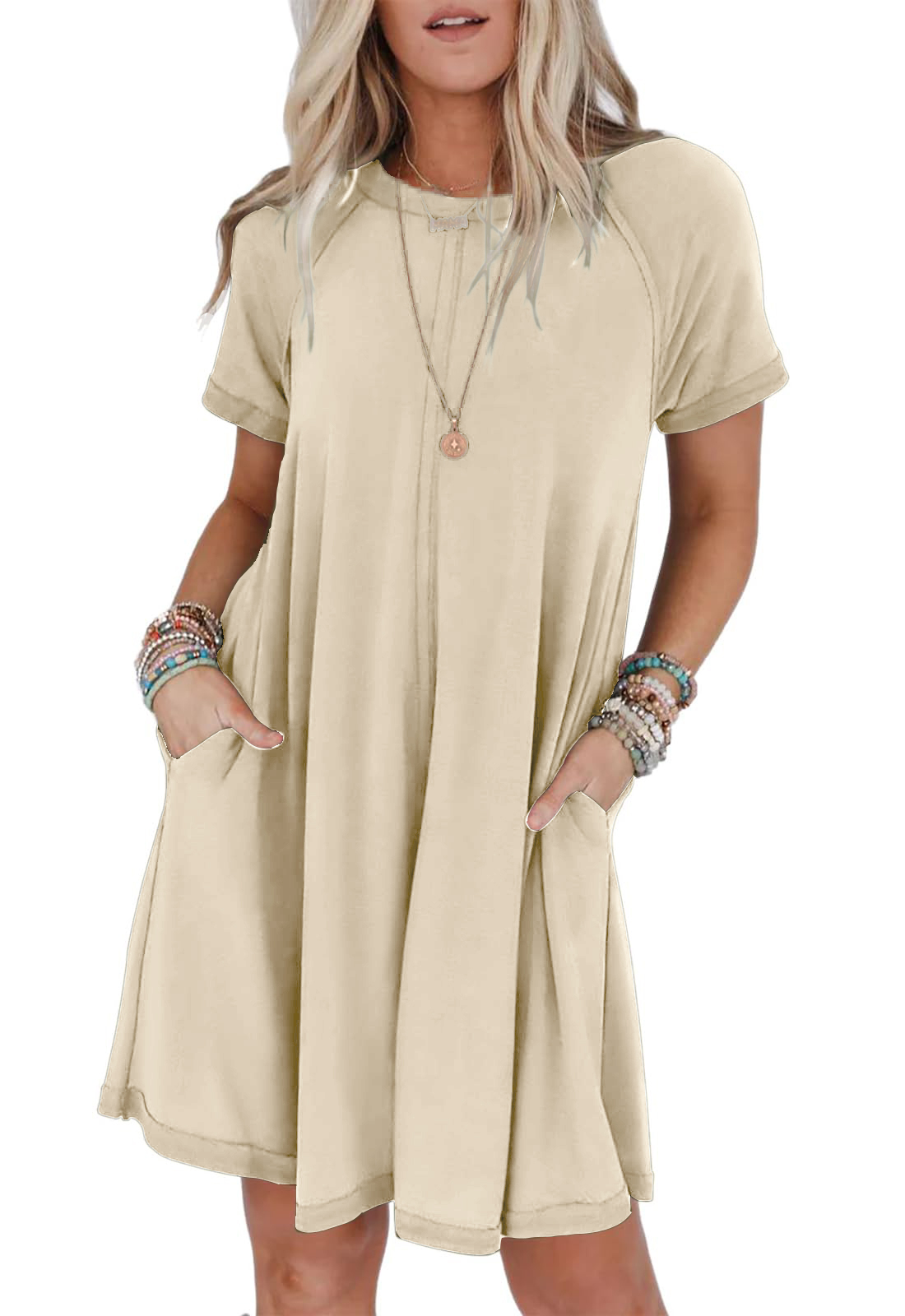 Women's Short Sleeve Swing Dress With Pockets（Buy 2 Free Shipping）