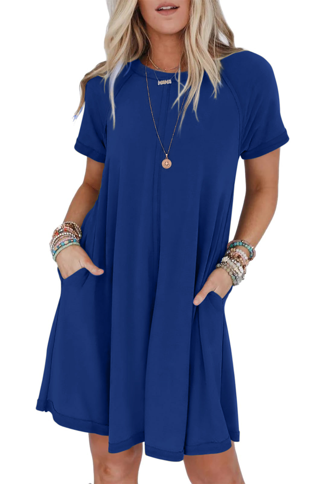Women's Short Sleeve Swing Dress With Pockets（Buy 2 Free Shipping）