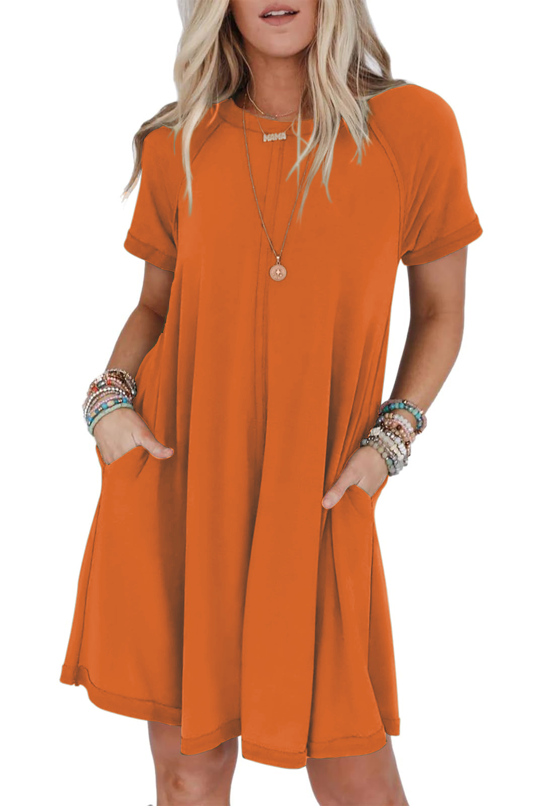 Women's Short Sleeve Swing Dress With Pockets（Buy 2 Free Shipping）