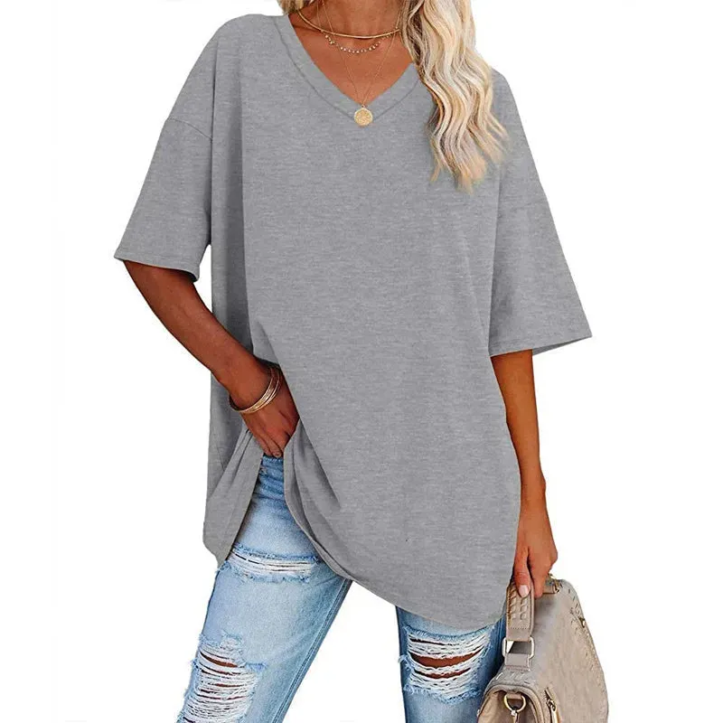 Summer New Women's Loose T-shirt-Pink Laura