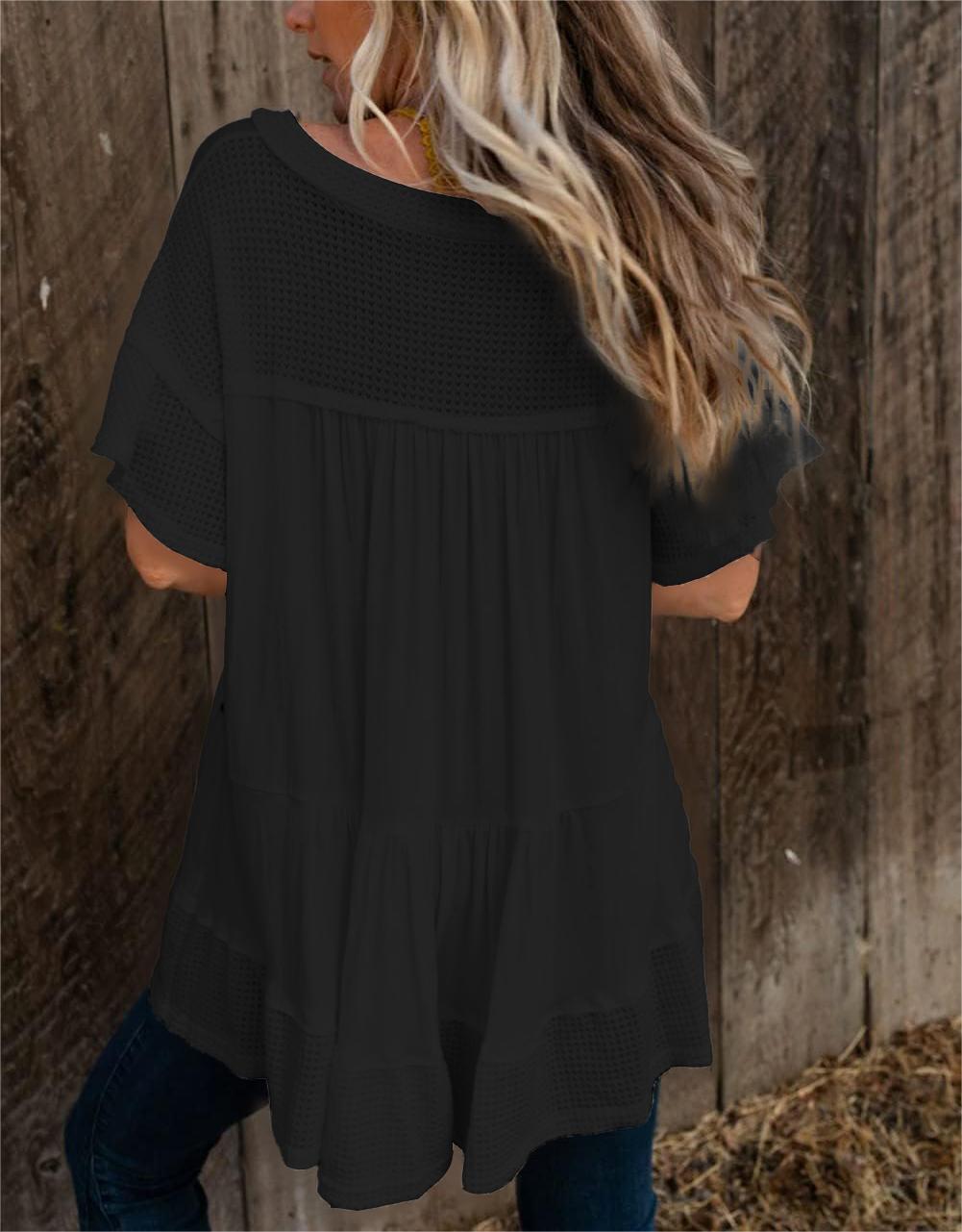 Women's V-Neck Rivet Short-Sleeved Top(Buy 2 Free Shipping)