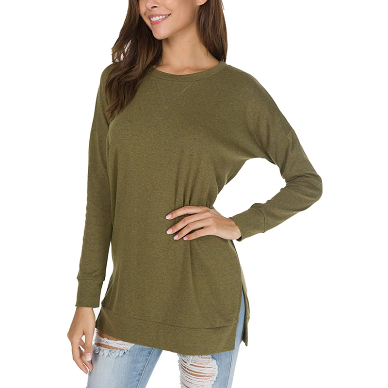 Women's long sleeve side slit loose top(Buy 3 Free Shipping)