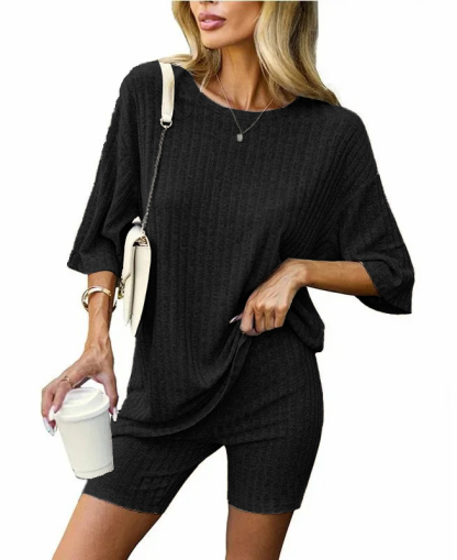 Women's Ribbed Summer Two Piece Lounge Set (Buy 2 Free Shipping) 