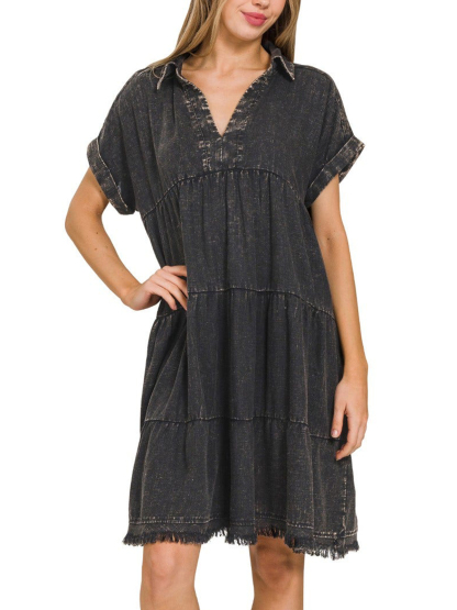 2024 Vintage Washed Denim Dress - Effortlessly Chic(Buy 2 Free Shipping）