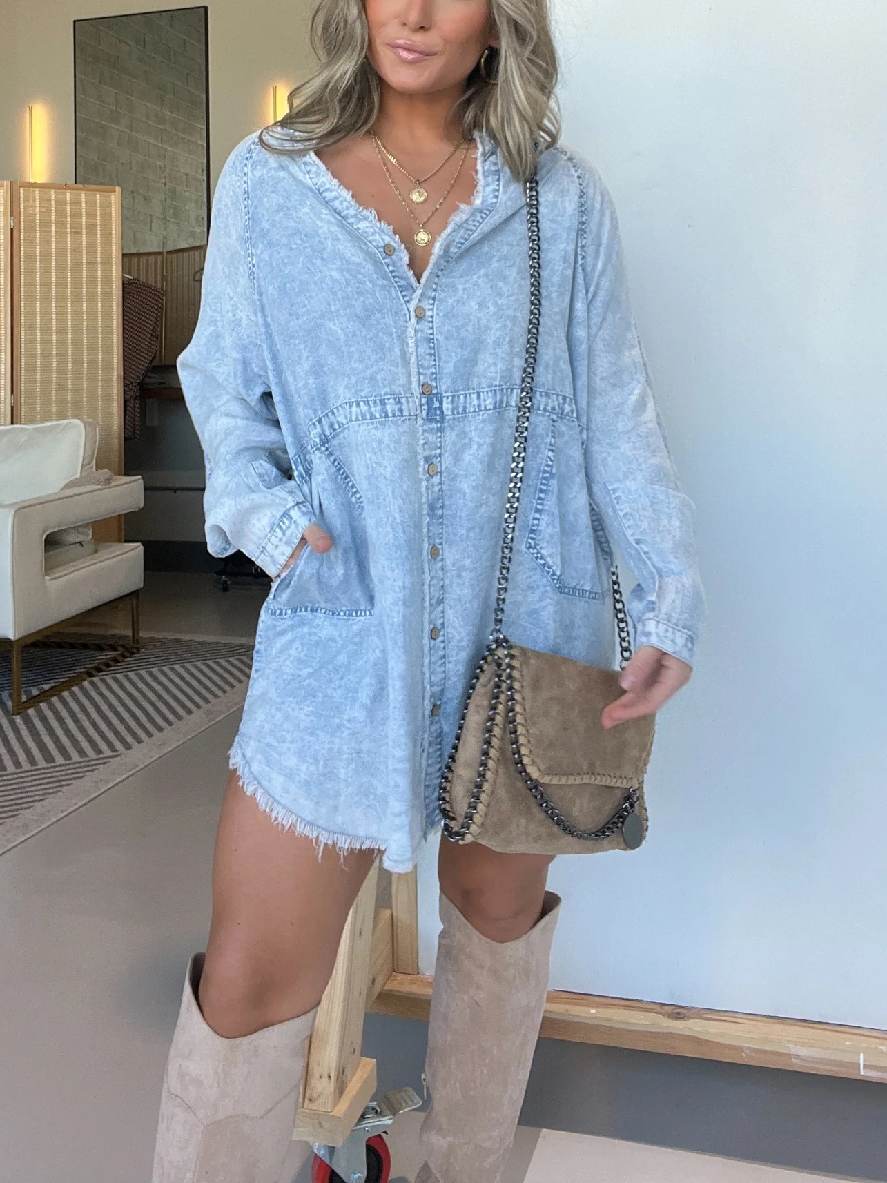 Hot Sale Women's Washed Denim Tunic (Buy 2 Free Shipping)