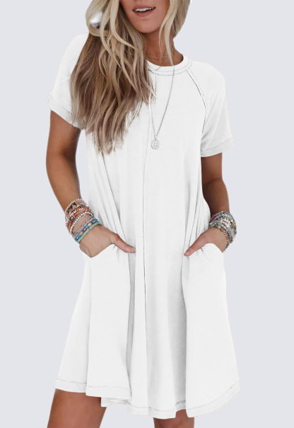 Women's Short Sleeve Swing Dress With Pockets（Buy 2 Free Shipping）