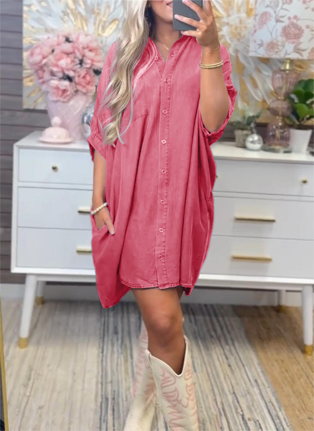 Women's Loose Pocket Denim Dress  (Buy 2 Free Shipping)