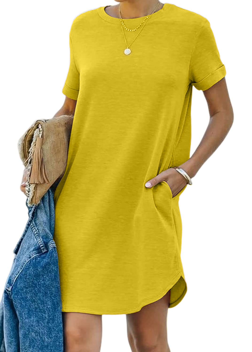 Women's Casual Short Sleeve T Shirt Dress Basic Dresses with Pockets(BUY 2 FREE SHIPPING)