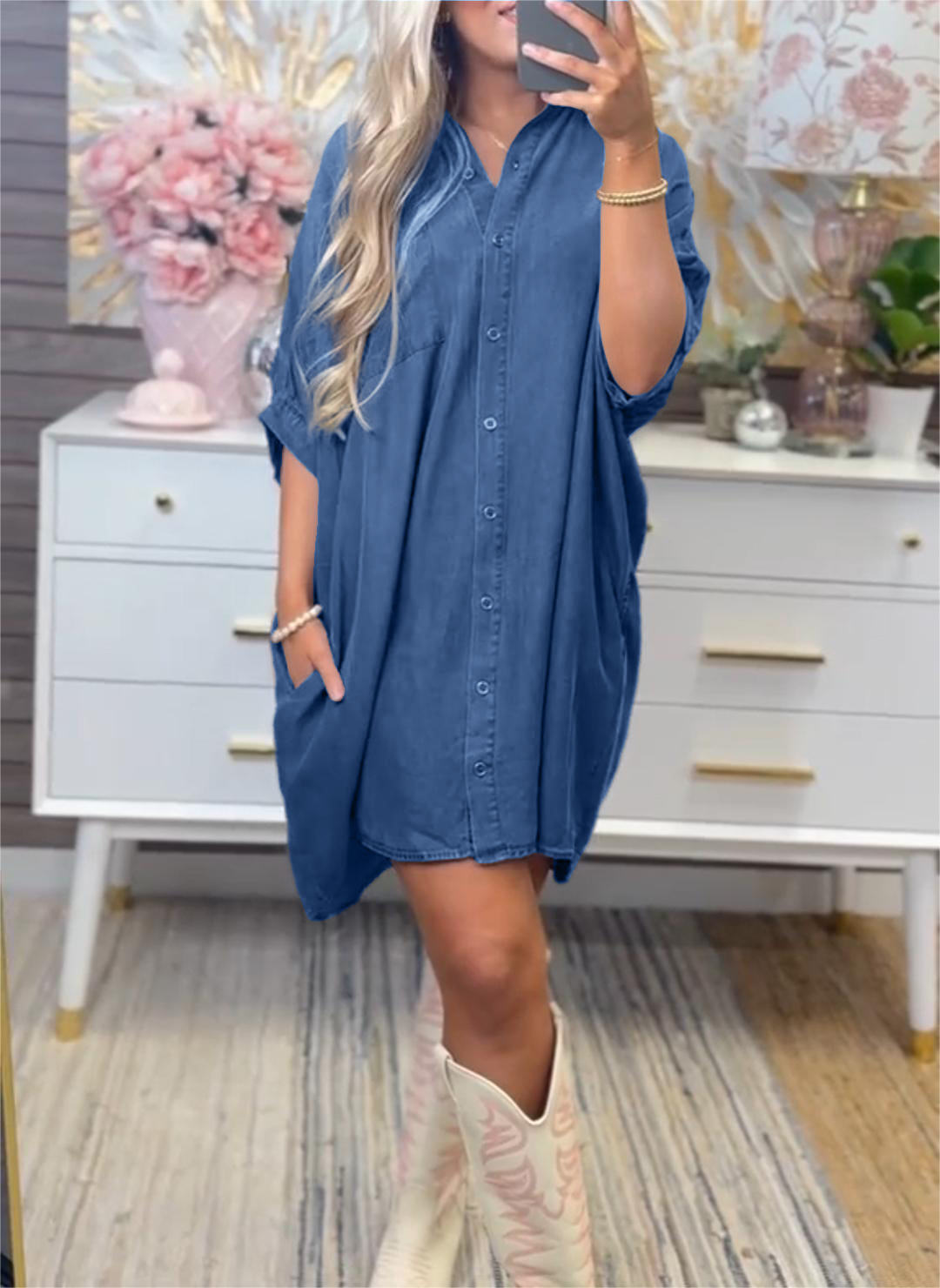 Women's Loose Pocket Denim Dress  (Buy 2 Free Shipping)