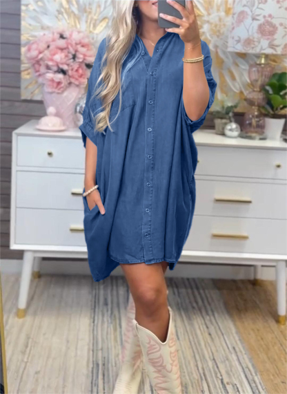 Women's Loose Pocket Denim Dress  (Buy 2 Free Shipping)