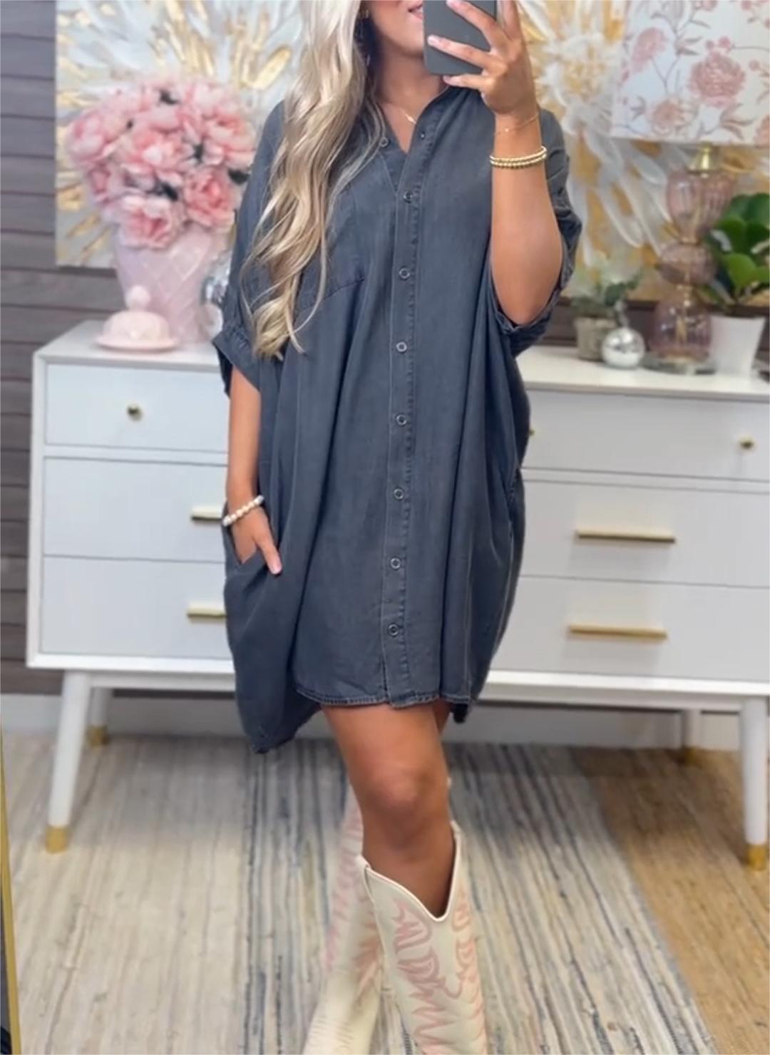 Women's Loose Pocket Denim Dress  (Buy 2 Free Shipping)