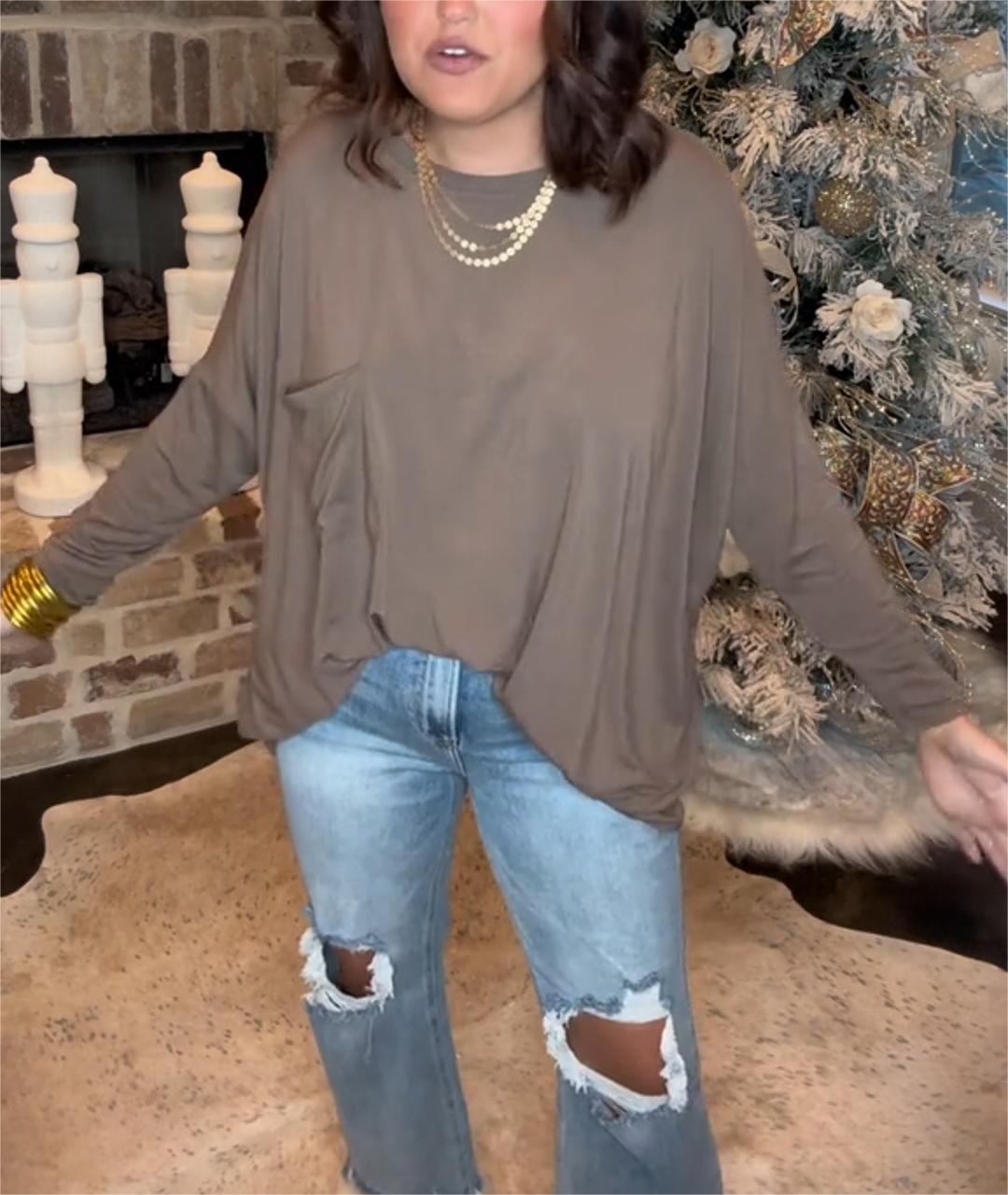 Ladies Loose Round Neck Long Sleeve Top（Buy 2 Free Shipping）